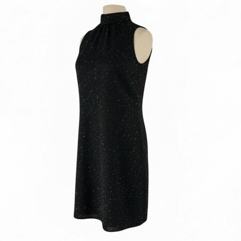 Ann Taylor Factory Sparkle Bouclé Bow-Back‎ Mock Neck Party Dress S